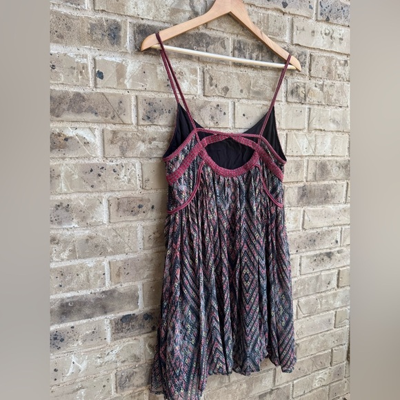 Free People Periscopes In The Sky Diamond Print Multicolor Babydoll Mini Dress M - Picture 5 of 10